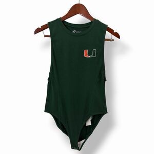 G-III Miami Hurricanes UM Tank Bodysuit Womens Hunter Green Medium Y2K Game Day